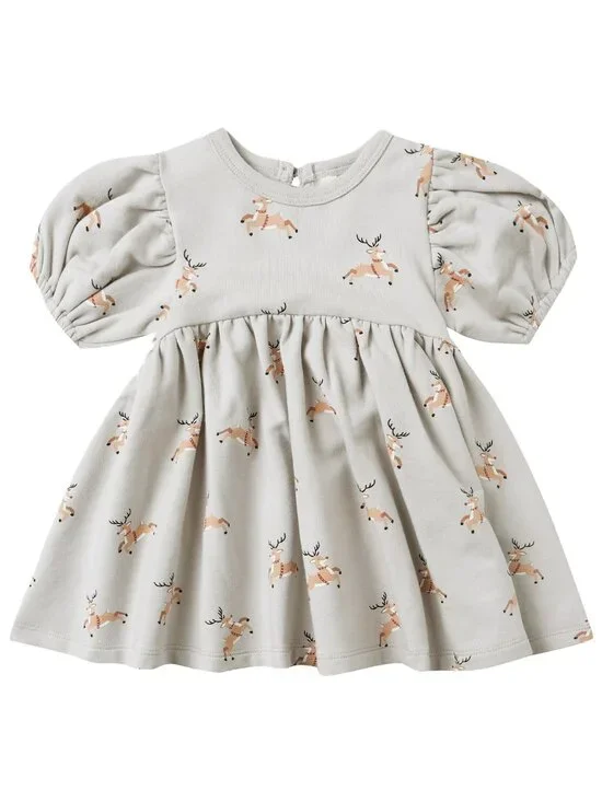 QUINCY MAE NWT 6-12m Darla REINDEERS Dress Christmas Holiday