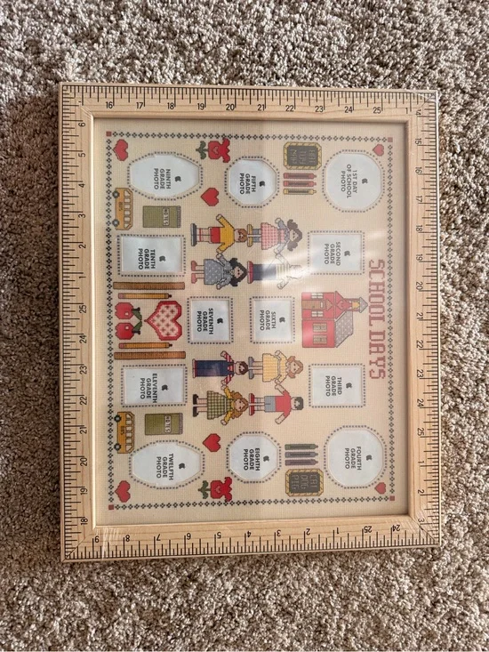 School Days Framed Photo Collage - Cream and Red