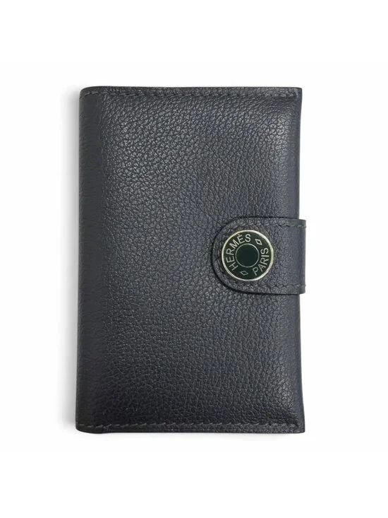 Hermes M S Evercolor Clou de Selle Card Case Blue Saphir Vert Angre