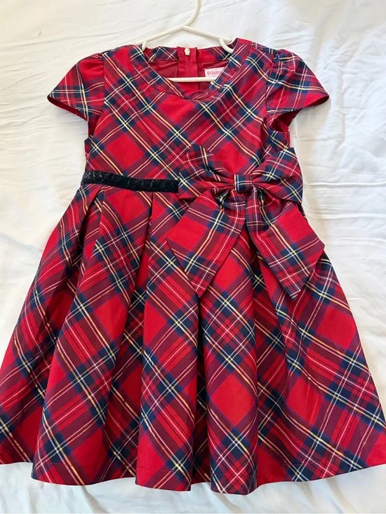 American Girl Red Plaid Holiday Dress with Bow