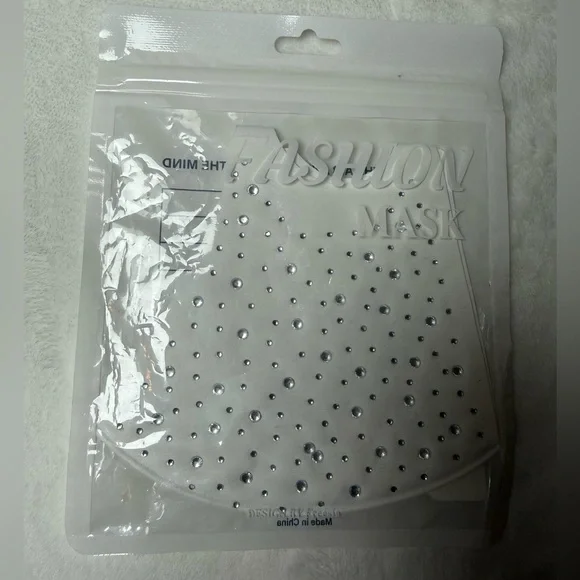 NWT White Fashion Mask with Rhinestones