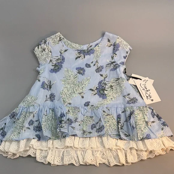 Pippa & Julie Blue Floral Top with Eyelet Detail NWT‎ size 5