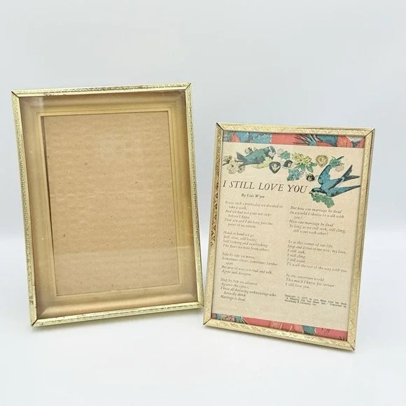 VTG Gold Tone Picture Frame Lot 5x7 & 8x6.25 Ornate Floral‎ Desktop Easel Pair