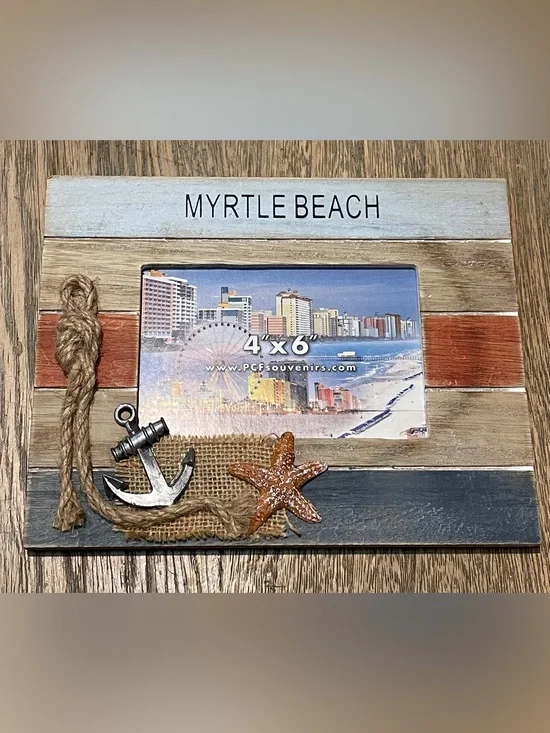 Myrtle Beach Nautical 4x6 Photo Frame - Beach-Themed Wall Frame