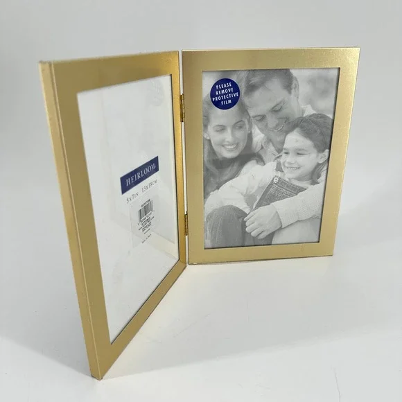 Heirloom Gold Metal Double Hinged 5x7 Picture Frame 183357GW Tabletop Decor