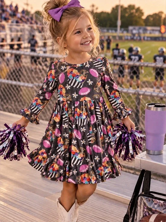 POSH PEANUT 📣 Posh Touchdown 3T/4T twirl NWT! Football dress long sleeve ruffle