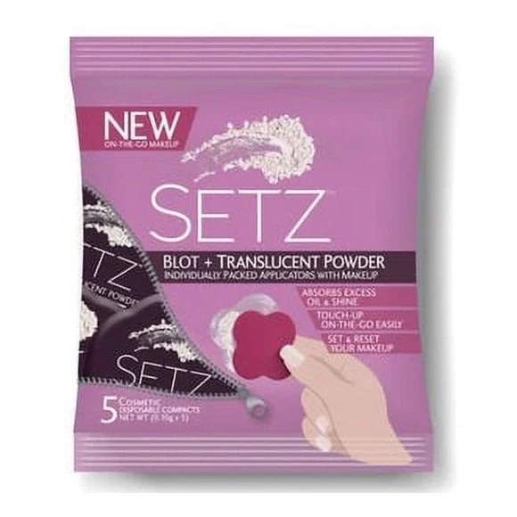SETZ Blot + Translucent Powder On-The-Go Makeup 2 Packs 10‎ Total Compacts NEW