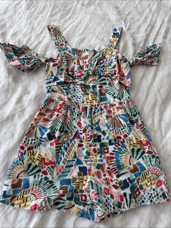 Mayoral Multicolor Cold-Shoulder Printed Romper - White Base