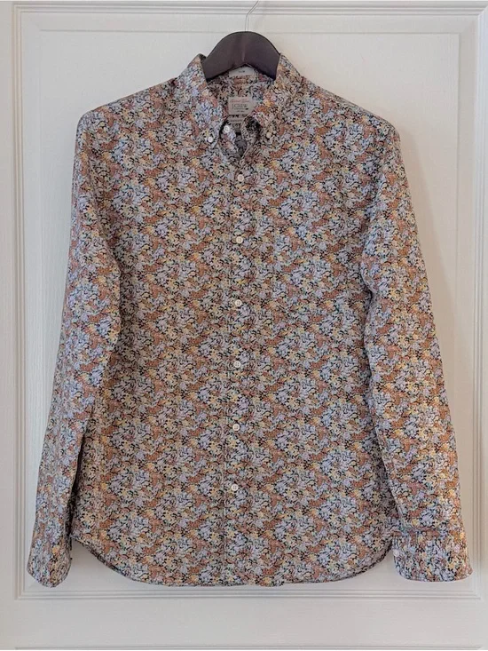 J. Crew Floral Button-Down Shirt - Blue & Tan