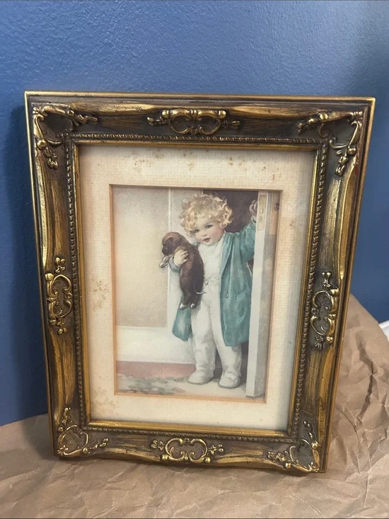 Bessie Pease Gutmann Framed Lithograph Collector Print “Good Morning” vintage.