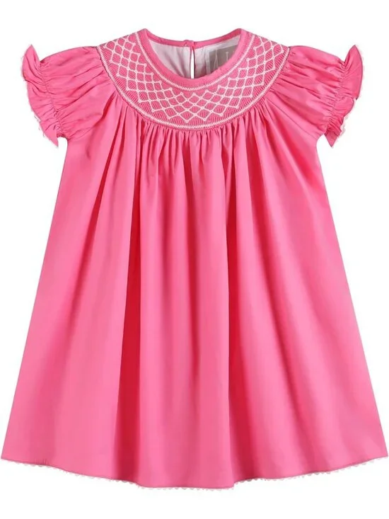 Adorable Pink Gingham Smocked Bishop Dress for Baby Girls - Perfect for Spring!
