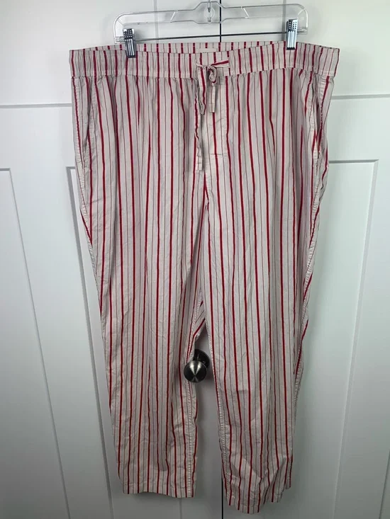 J Crew 100% Cotton Poplin Men’s XL Pajama Pants Red White Stripe Holiday Lounge