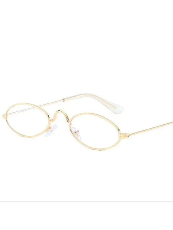 Classic Oval Metal Frame Glasses - Gold