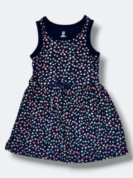 Baby Gap Dress Girls 3T Navy Blue Rainbow Hearts Tank Cotton Casual