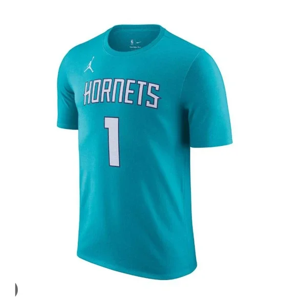Nike Jordan Charlotte Hornets LaMelo Ball 1 NBA Teal T-Shirt Mens XL