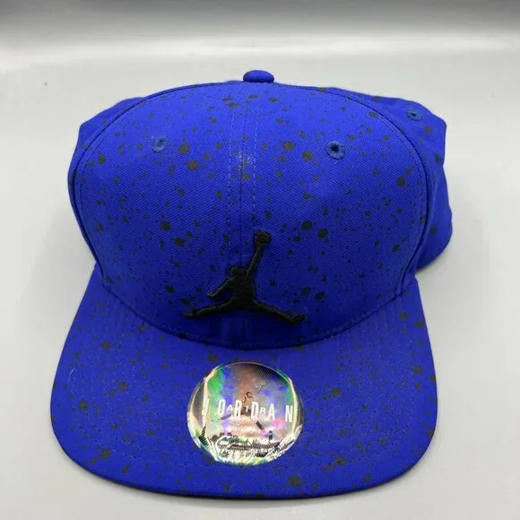 Air Jordan Hat Men Blue‎ Black Speckled Print Jumpman Snap Back Cap
