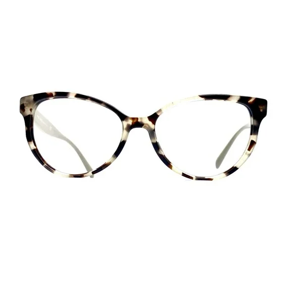 Prada Brown Beige Tan Gold Tortoise Cat Eye Oval Glasses Italy VPR 01U 54 17 140