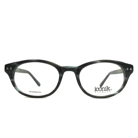 Iconik Eyewear Eyeglasses Frames Olivia C02 Black Blue Horn Full Rim 47-19-140