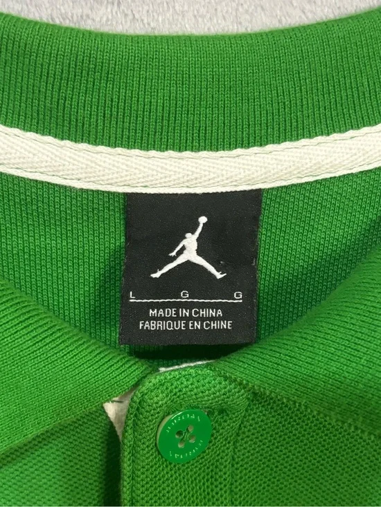 Vtg Nike Air Jordan Green Elephant Print Polo Shirt L