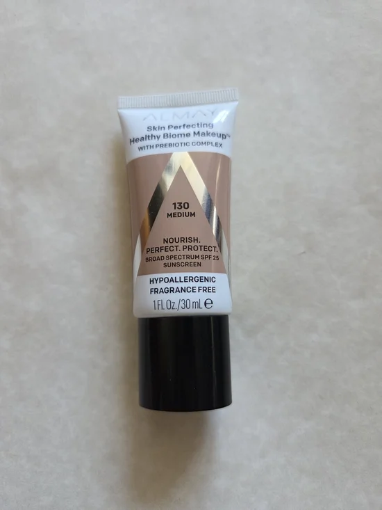 Almay Skin Perfecting Healthy Biome Foundation Makeup SPF 25, 130 Medium 1 fl oz