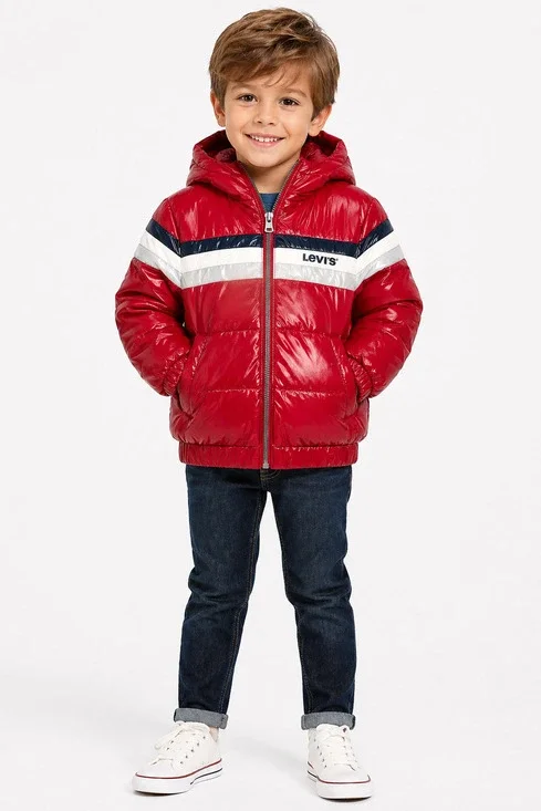 LEVIS Hooded Puffer Jacket Red Kids 6-7