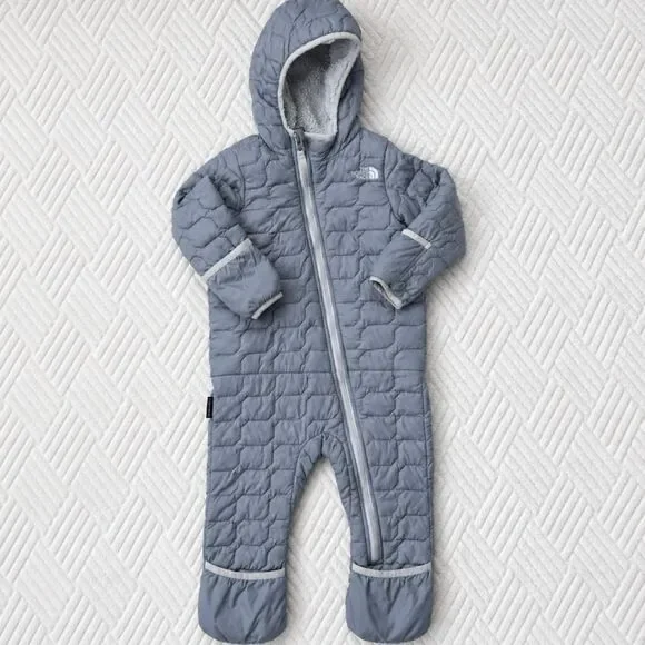 The North Face Baby 18-24M ThermoBall Gray Fleece Lined Hooded Bunting Snowsuit