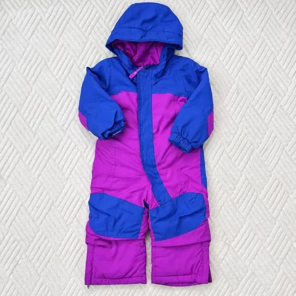 L.L. Bean Baby 12-18M Cold Buster Thinsulate Snowsuit Purple Blue Grow Cuffs
