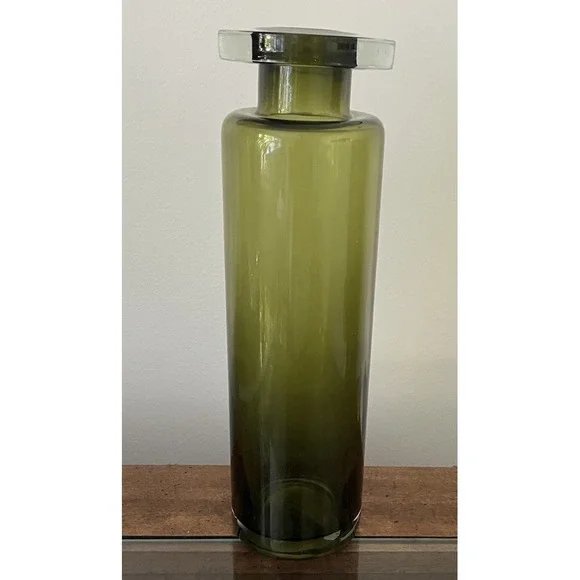Tall Olive Green Jekyll Bottle Apothecary Alchemist Jar Vase Ombre Gradient