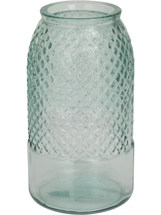 Recycled Glass Decorative Vase & Keepsake Box - Spanish Style, 6x6x11, Blue