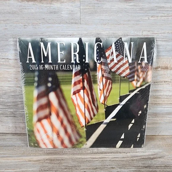 Americana 2015 16-Month Wall Calendar Patriotic Vintage Scenic Photography NEW