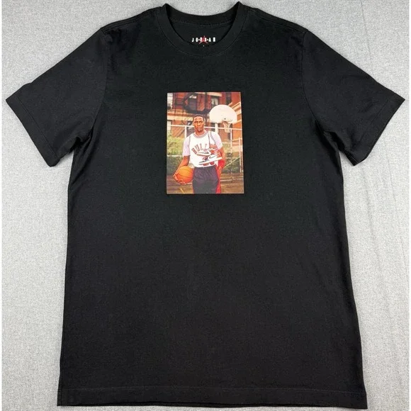 Jordan Mens L T Shirt Black Michael Jordan Photo Air Jordan Sneaker Graphic Tee