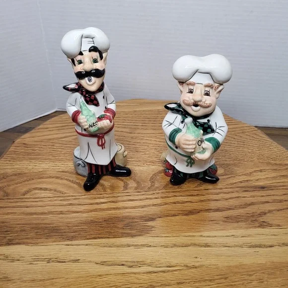 Fitz & Floyd‎ Italian Duo Oil And Vinegar Dispensers Papa Paisano Ceramic Pair