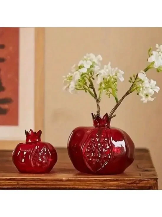 Vase--Pomegranate, Red Glass, Small. Restocked!