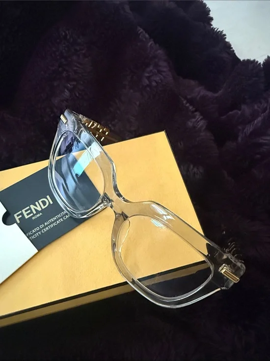 Fendi Fendigraphy FE50065I Optical frame transparent grey crystal w/ gold tones