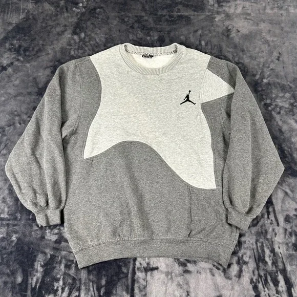 Jordan Sweatshirt Mens Small Grey‎ Colorblock Jumpman Fleece Pullover 2460