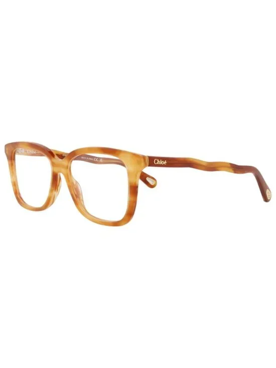 New Chloé Women's Eyeglasses Square Rectangle Bio Acetate Frame Havana Havana