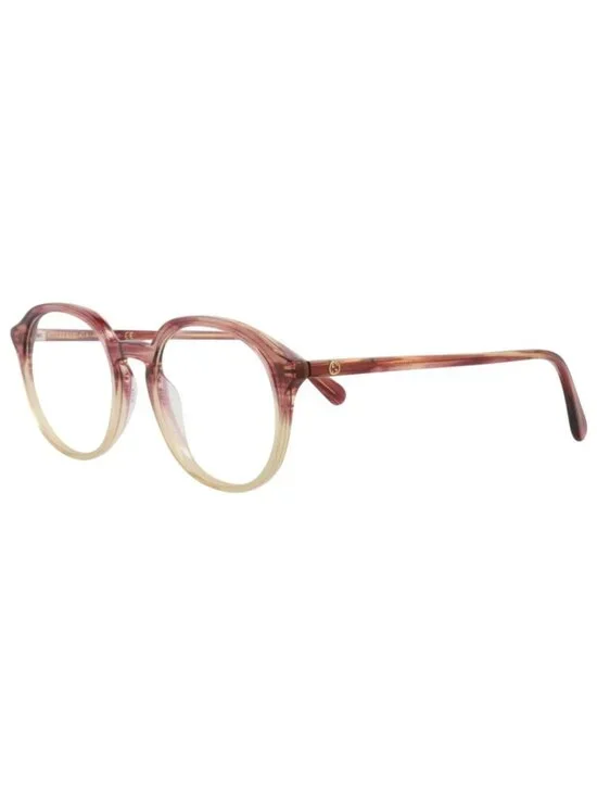 New Gucci Women's Eyeglasses Round Oval Acetate Frame Red Red Transparent
