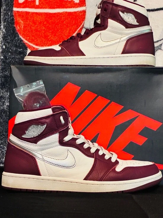Jordan Men's High-Top Sneakers in Maroon & White