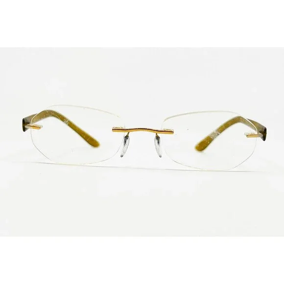 Silhouette Eyeglasses Frames Unisex Gold Brown Rimless 7608 20 6051 19 140
