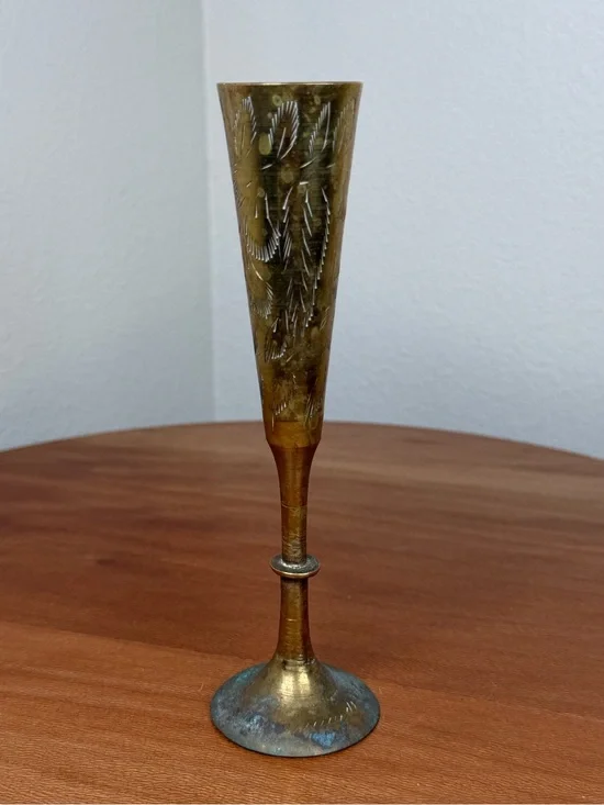 Vintage Solid Brass hand etched 6.5