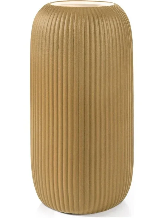 Modern Small Coffee Ceramic Vase Flowers Ribbed Textured Farmhouse Home Livings