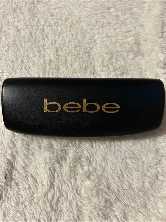 bebe Black Sunglasses Case with Gold Logo Accent