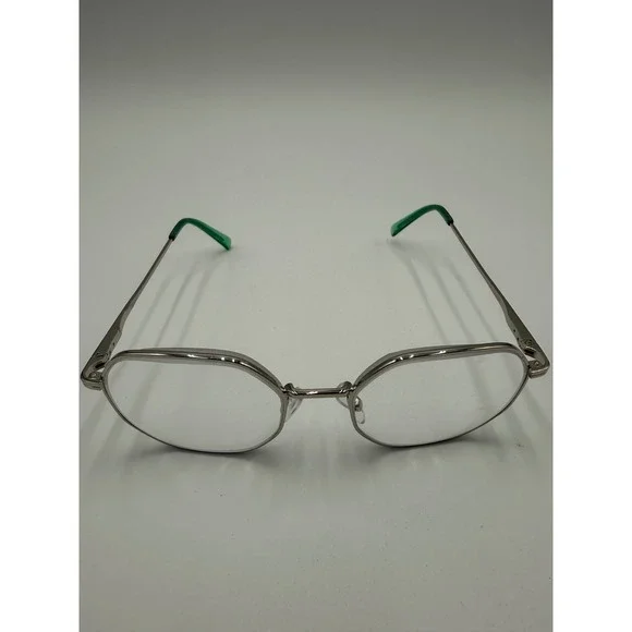 Success Eyeglass Frames Unisex Silver Green Excellent Geometric Hexagon SS-399