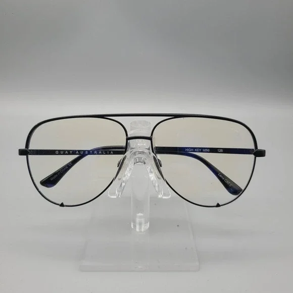 Quay Australia High Key Mini Aviator Blue Light Glasses Matte Black 126