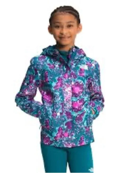 The North Face Kids Printed Resolve Reflective Jacket in Teal and Purple
