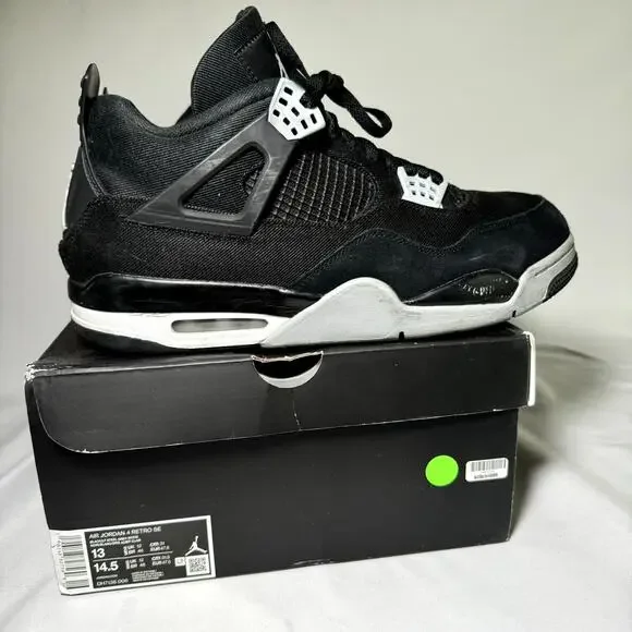 Size 13 - Nike Air Jordan 4 Retro SE Black Canvas 2022 Men's Shoes