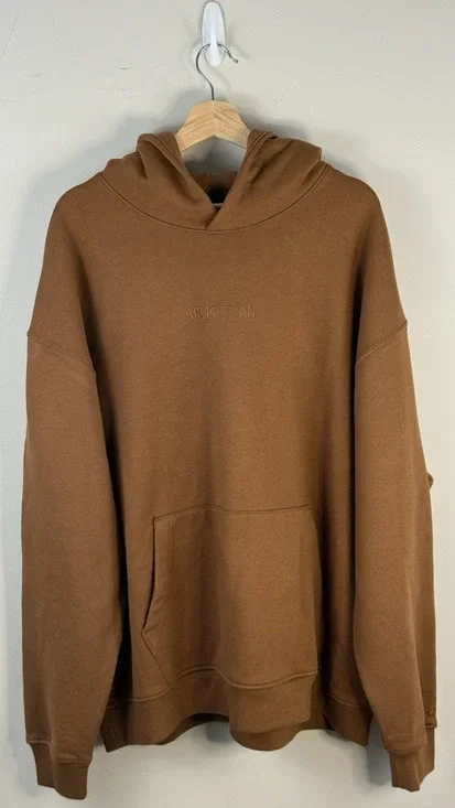 Nike Air Jordan Wordmark Fleece Hoodie Light British Tan FJ1966-281 Men’s Size M