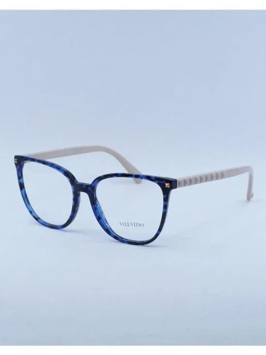 Valentino VA3059 5031 Eyeglasses Blue Havana 54mm Square Frame
