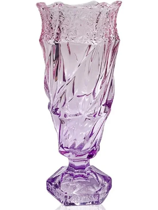9.5 Inch Purple Pink Glass Flower Vase Bohemian Style For Centerpieces Home Dec