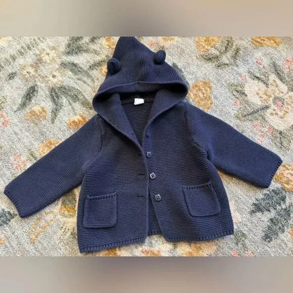 Baby Gap Chunk Knit Hooded Jacket 18 months navy